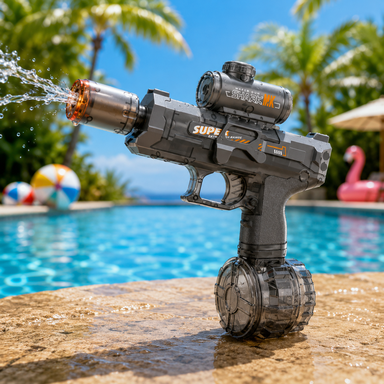 Simulated Firing and Recoil Electric Water Gun Toys Children Automatic Sensor Lights Water Pistol Summer Outdoor Beach Kids Toy