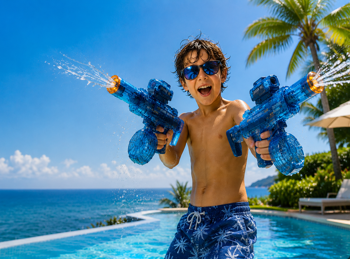 Pistola de agua eléctrica para verano, playa y piscina